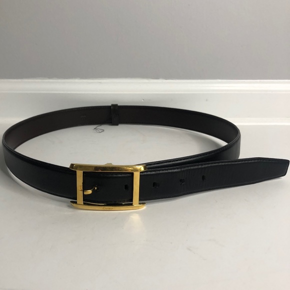 Cartier Brown/Black Gold Buckle Belt Size 110/44 Paris